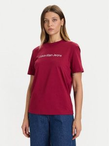 Calvin Klein Jeans T-Shirt LV047C912G Czerwony Regular Fit. Czerwone t-shirty Calvin Klein Jeans, xs, bez wzorów, z bawełny, bez kołnierzyka, bez ramiączek. Za 139,99 zł.