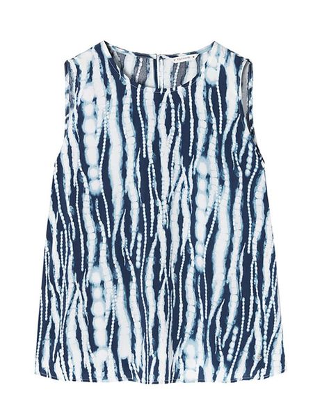 TATUUM Bluzka w kolorze granatowo-białym rozmiar: 40. Niebieskie bluzki Tatuum, bez wzorów, z wiskozy, bez kołnierzyka, bez ramiączek. Za 70,08 zł.