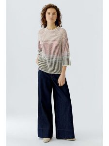 Oui Sweter w kolorze jasnoróżowo-czerwono-zielonym rozmiar: 36. Czerwone swetry oversize Oui, bez wzorów, z bawełny, bez ramiączek. Za 259,95 zł.
