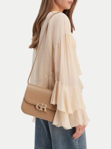 GINO ROSSI Torebka EO-EQ44A Beżowy. Brązowe torebki klasyczne Gino Rossi, bez wzorów, z materiału, bez dodatków. Za 279,99 zł.