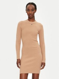 REPLAY Sukienka dzianinowa DK3319.000.G23370 Beżowy Slim Fit. Brązowe kombinezony Replay, l, bez wzorów, z dzianiny, bez kołnierzyka, bez ramiączek. Za 279,99 zł.