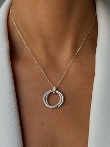 DI GIORGIO Srebrny naszyjnik z zawieszką - dł. 40 cm rozmiar: onesize. Szare naszyjniki DI GIORGIO, z cyrkonią, srebrne. Za 162,45 zł.