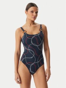 Tommy Hilfiger Strój kąpielowy UW0UW06481 Granatowy. Niebieskie stroje jednoczęściowe TOMMY HILFIGER, bez wzorów, z syntetyku. Za 394,99 zł.