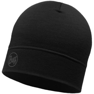Czapka BUFF MERINO LIGHTWEIGHT BEANIE SOLID BLACK. Czarne czapki Buff, bez wzorów, z materiału, casualowe. Za 139,99 zł.