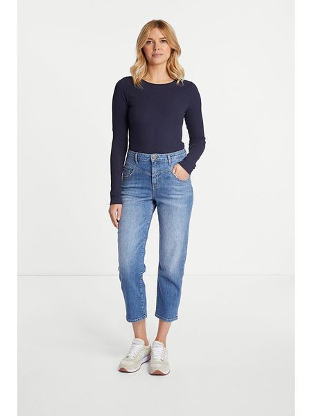 Rich & Royal Koszulka w kolorze granatowym rozmiar: M. Niebieskie bluzki Rich & Royal, m, bez wzorów, prążkowane, bez kołnierzyka, bez ramiączek. Za 143,90 zł.