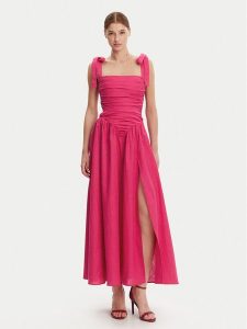 Bardot Sukienka koktajlowa 59877DB Różowy Regular Fit. Czerwone sukienki Bardot, bez wzorów, ze lnu, wizytowe, bez kołnierzyka, bez ramiączek. Za 519,99 zł.