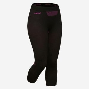 Legginsy termoaktywne narciarskie damskie Wedze 580 I-Soft. Czarne legginsy WED'ZE, bez wzorów, z materiału, z obniżonym stanem. Za 59,99 zł.