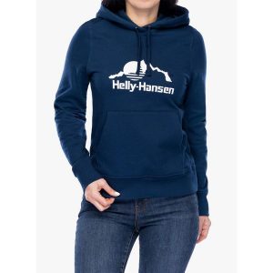 Bluza z kapturem damska Helly Hansen Nord Graphic Pullover Hoodie. Niebieskie bluzy Helly Hansen, l, bez wzorów, z kapturem. Za 372,50 zł.