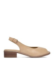 Go Soft Sandały CEO-WI23-LUCY-04 Beżowy. Brązowe sandały Go Soft, bez wzorów, ze skóry, bez obcasa, na słupku, bez zapięcia. Za 169,99 zł.