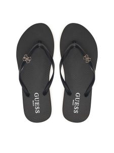 Guess Japonki E6GZ14 BB00F Czarny. Czarne klapki Guess, z aplikacjami, z syntetyku, bez obcasa. Za 99,99 zł.
