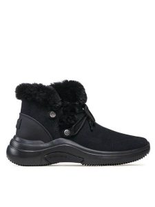 Skechers Botki On-The-Go Midtown 144271/BBK Czarny. Czarne botki Skechers, bez wzorów, ze skóry, bez obcasa, na płaskiej podeszwie, bez zapięcia. Za 379,99 zł.