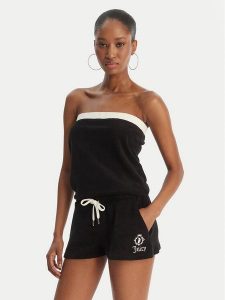 Juicy Couture Kombinezon Applique Terry JCWFP126316 Czarny Regular Fit. Czarne kombinezony Juicy Couture, xs, bez wzorów, z bawełny, bez kołnierzyka, bez ramiączek. Za 299,99 zł.