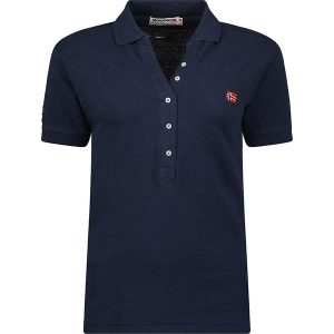 Geographical Norway Koszulka polo "Kelly" w kolorze granatowym rozmiar: XL. Niebieskie bluzki Geographical Norway, xl, bez wzorów, z bawełny, bez kołnierzyka, bez ramiączek. Za 57,06 zł.