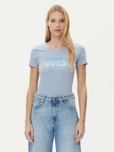 Guess T-Shirt W5GI14 J1314 Niebieski Regular Fit. Niebieskie t-shirty Guess, m, z aplikacjami, z bawełny, bez kołnierzyka, bez ramiączek. Za 109,99 zł.