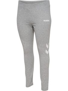 Damskie wysokie legginsy Hummel Legacy Plus. Szare legginsy Hummel, bez wzorów, z bawełny, z standardowym stanem. Za 150,50 zł.