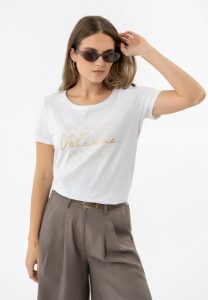 T-shirt z printem T-CORIS. Białe t-shirty Volcano, s, bez wzorów, z bawełny, bez kołnierzyka, bez ramiączek. Za 69,99 zł.