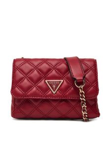 Guess Torebka Giully II Mini HWQG96 73740 Czerwony. Czerwone listonoszki Guess, z aplikacjami, ze skóry, bez dodatków. Za 544,99 zł.