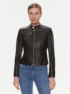 Rinascimento Kurtka z imitacji skóry CFC0117800003 Czarny Regular Fit. Czarne kurtki Rinascimento, m, bez wzorów, ze skóry, bez kaptura. Za 439,99 zł.