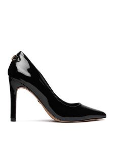 Nine West Szpilki EO-CD25-363-1 Czarny. Czarne szpilki Nine West, bez wzorów, ze skóry, bez obcasa. Za 279,99 zł.