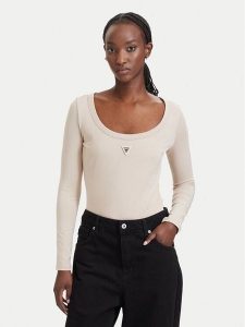 Guess Body V4YP07 J1314 Beżowy Slim Fit. Brązowe body i gorsety Guess, z aplikacjami, z bawełny. Za 194,99 zł.
