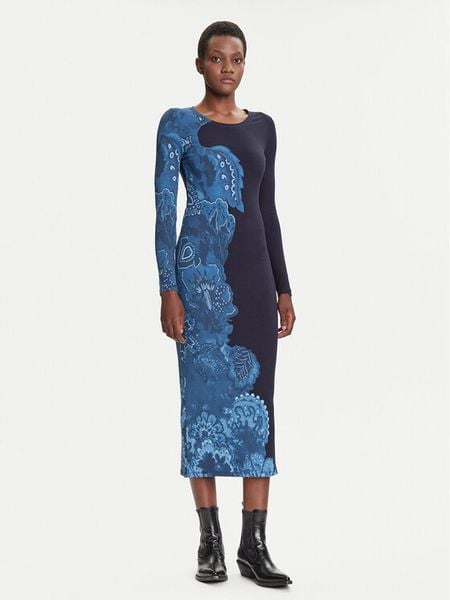 Desigual Sukienka codzienna Limbani 25WWVK31 Granatowy Slim Fit. Niebieskie kombinezony Desigual, m, bez wzorów, z wiskozy, bez kołnierzyka, bez ramiączek. Za 279,99 zł.