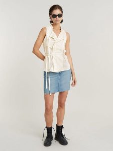 G-Star Top w kolorze kremowym rozmiar: S. Brązowe topy G-Star, s, bez wzorów, z bawełny, retro, bez kołnierzyka, bez ramiączek. Za 162,49 zł.