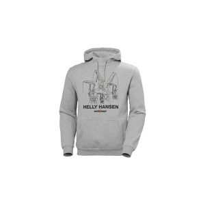 Helly Hansen Mens Manchester Graphic Hoodie Light Gray. Szare swetry klasyczne Erima, na zimę, z bawełny, bez kołnierzyka. Za 110,99 zł.
