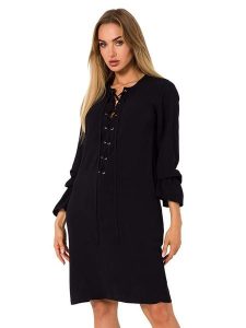 Made of emotion Sukienka w kolorze czarnym rozmiar: M. Czarne sukienki Made Of Emotion, na co dzień, m, bez wzorów, bez kołnierzyka, bez ramiączek, mini, proste. Za 129,99 zł.