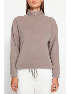 Trendyol Bluza w kolorze beżowym rozmiar: XL. Brązowe bluzy Trendyol, xl, bez wzorów, bez kaptura. Za 57,06 zł.