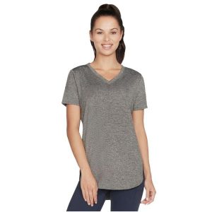 Skechers Diamond Blissful Tunic Tee, damski t-shirt. Czarne t-shirty Skechers, xs, bez wzorów, bez kołnierzyka, bez ramiączek. Za 69,99 zł.