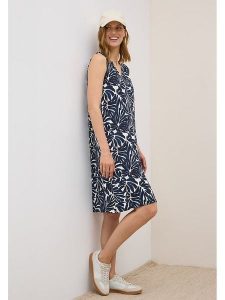 Cecil Sukienka w kolorze granatowo-białym rozmiar: S. Niebieskie sukienki Cecil, na co dzień, s, bez wzorów, bez kołnierzyka, bez ramiączek, mini, proste. Za 91,77 zł.