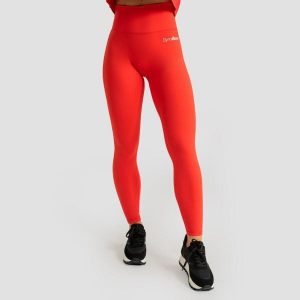 Legginsy damskie fitness z wysokim stanem czerwone Limitless. Czerwone legginsy GYMBEAM, bez wzorów, z elastanu, z podwyższonym stanem. Za 112,90 zł.