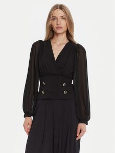 Rinascimento Bluzka CFC0126180003 Czarny Regular Fit. Czarne bluzki Rinascimento, s, bez wzorów, z syntetyku, bez kołnierzyka, bez ramiączek. Za 379,99 zł.
