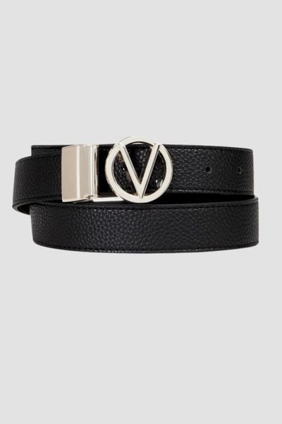 VALENTINO Czarny pasek damski Roof Plaque Buckle Belt, Rozmiar XS. Czarne paski Valentino by Mario Valentino, bez wzorów. W wyprzedaży za 130,99 zł.