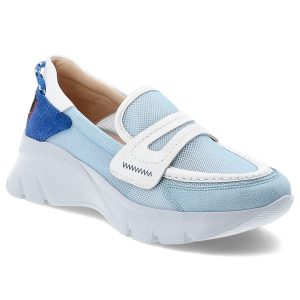 Niebieskie Półbuty Hispanitas Modne Wsuwane Obuwie Damskie. Niebieskie półbuty Hispanitas, bez wzorów, z meshu, bez obcasa, bez zapięcia. Za 479,99 zł.