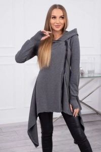Bluza z kapturem i suwakiem na boku grafitowa. Szare bluzy KESI, l, bez wzorów, z bawełny, z kapturem. Za 271,84 zł.