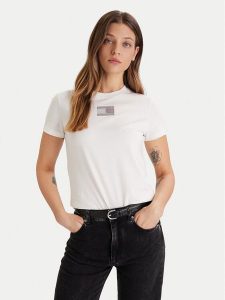Tommy Jeans T-Shirt Party Flag DW0DW21965 Écru Regular Fit. T-shirty Tommy Jeans, m, bez wzorów, z bawełny, bez kołnierzyka, bez ramiączek. Za 219,99 zł.