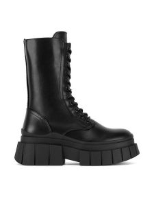 DeeZee Trapery HY305-21 Czarny. Czarne botki DeeZee, z materiału, bez obcasa, bez zapięcia. Za 229,99 zł.