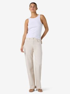 Noisy may Dżinsy "Yolanda" - Regular fit - w kolorze beżowym rozmiar: W26/L32. Brązowe jeansy Noisy may, z aplikacjami, ze skóry. Za 109,78 zł.