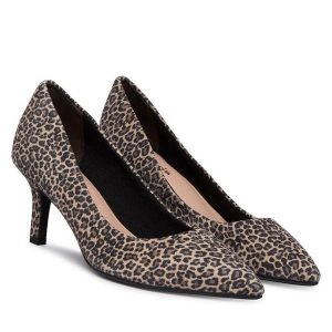 Czółenka Tamaris. Brązowe czółenka Tamaris, bez wzorów, bez obcasa, bez zapięcia. Za 409,99 zł.