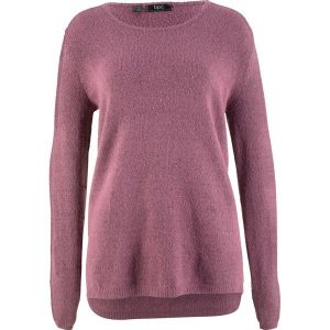 Sweter z puszystej przędzy bonprix matowy jeżynowy - czarny. Swetry klasyczne marki bonprix. Za 54,99 zł.