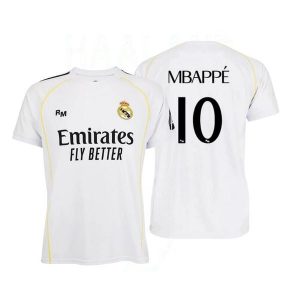 Koszulka domowa Real Madryt 2025-26 Premium Replica - Mbappé - 10. Białe bluzki REAL MADRID, bez wzorów, sportowe, bez kołnierzyka, bez ramiączek. W wyprzedaży za 275,10 zł.