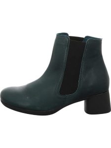 Think! Skórzane botki w kolorze granatowym rozmiar: 39. Niebieskie botki Think, bez wzorów, bez obcasa, bez zapięcia. Za 354,10 zł.