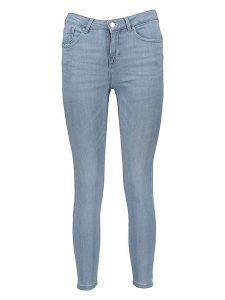 ONLY Dżinsy - Skinny fit - w kolorze błękitnym rozmiar: M/L32. Niebieskie jeansy ONLY, z aplikacjami, ze skóry, z podwyższonym stanem. Za 140,53 zł.