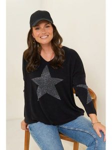 Curvy Lady Sweter w kolorze czarnym rozmiar: 40/42. Czarne swetry oversize Curvy Lady, bez wzorów, bez ramiączek. Za 128,55 zł.