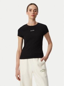 Guess T-Shirt V6YI01 K4258 Czarny Slim Fit. Czarne t-shirty Guess, s, z aplikacjami, z bawełny, bez kołnierzyka, bez ramiączek. Za 154,99 zł.