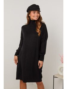Soft Cashmere Sukienka dzianinowa w kolorze czarnym rozmiar: 38/40. Czarne sukienki Soft Cashmere, bez wzorów, z dzianiny, klasyczne, bez kołnierzyka, bez ramiączek, midi. Za 127,35 zł.