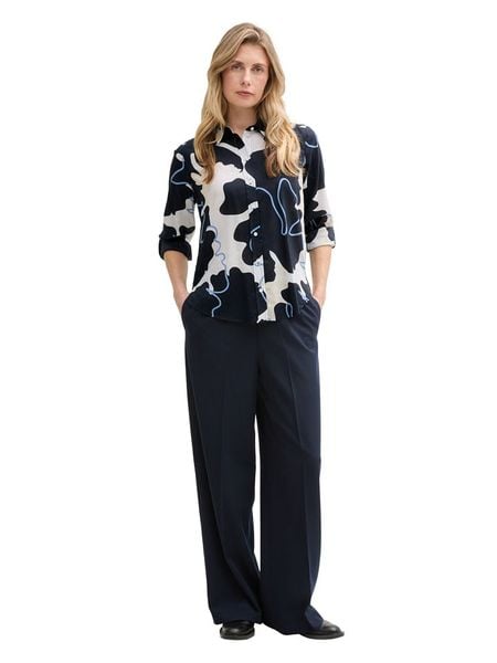 Tom Tailor Bluzka w kolorze biało-granatowym rozmiar: 36. Białe bluzki Tom Tailor, bez wzorów, bez kołnierzyka, bez ramiączek. Za 86,99 zł.