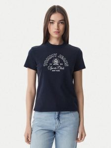 Tommy Jeans T-Shirt Heritage Logo DW0DW22816 Granatowy Regular Fit. Niebieskie t-shirty Tommy Jeans, xs, bez wzorów, z bawełny, bez kołnierzyka, bez ramiączek. Za 189,99 zł.