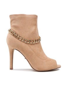 DeeZee Botki LS4937-54 Beżowy. Brązowe botki DeeZee, bez wzorów, z materiału, bez obcasa, na szpilce, bez zapięcia. Za 159,99 zł.